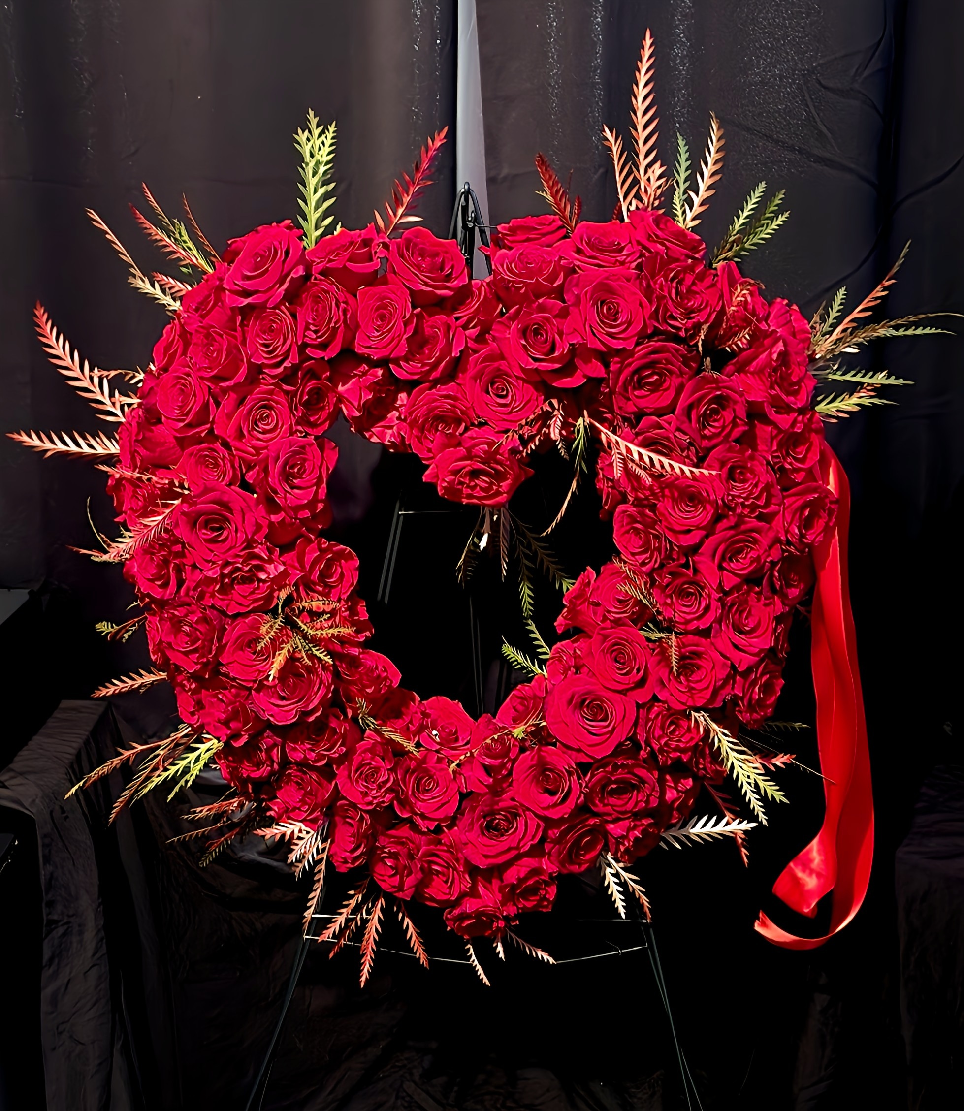 Red Rose Heart Wreath