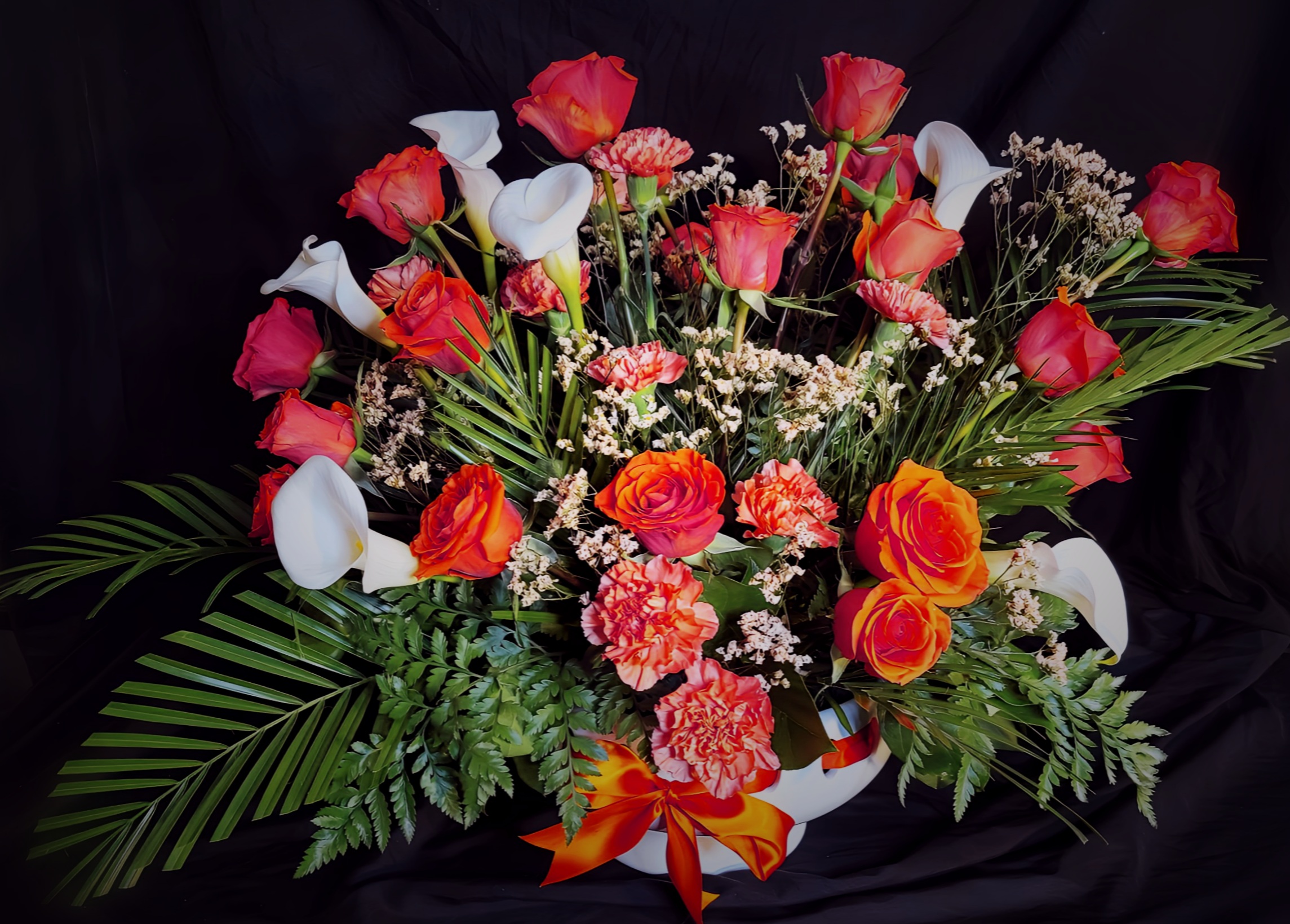 Orange Rose & Calla Lily Basket