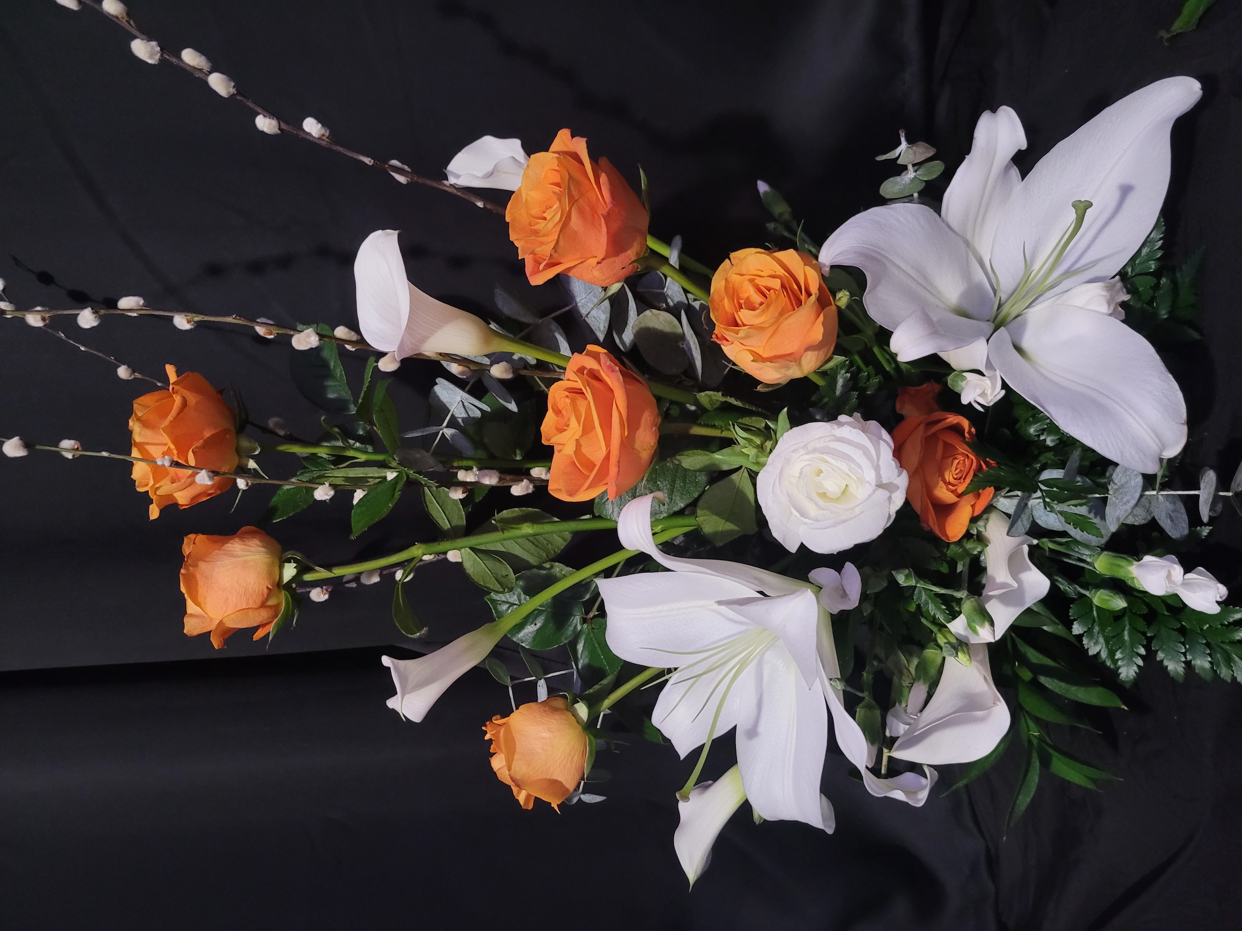Orange Rose & Lily Arrangement