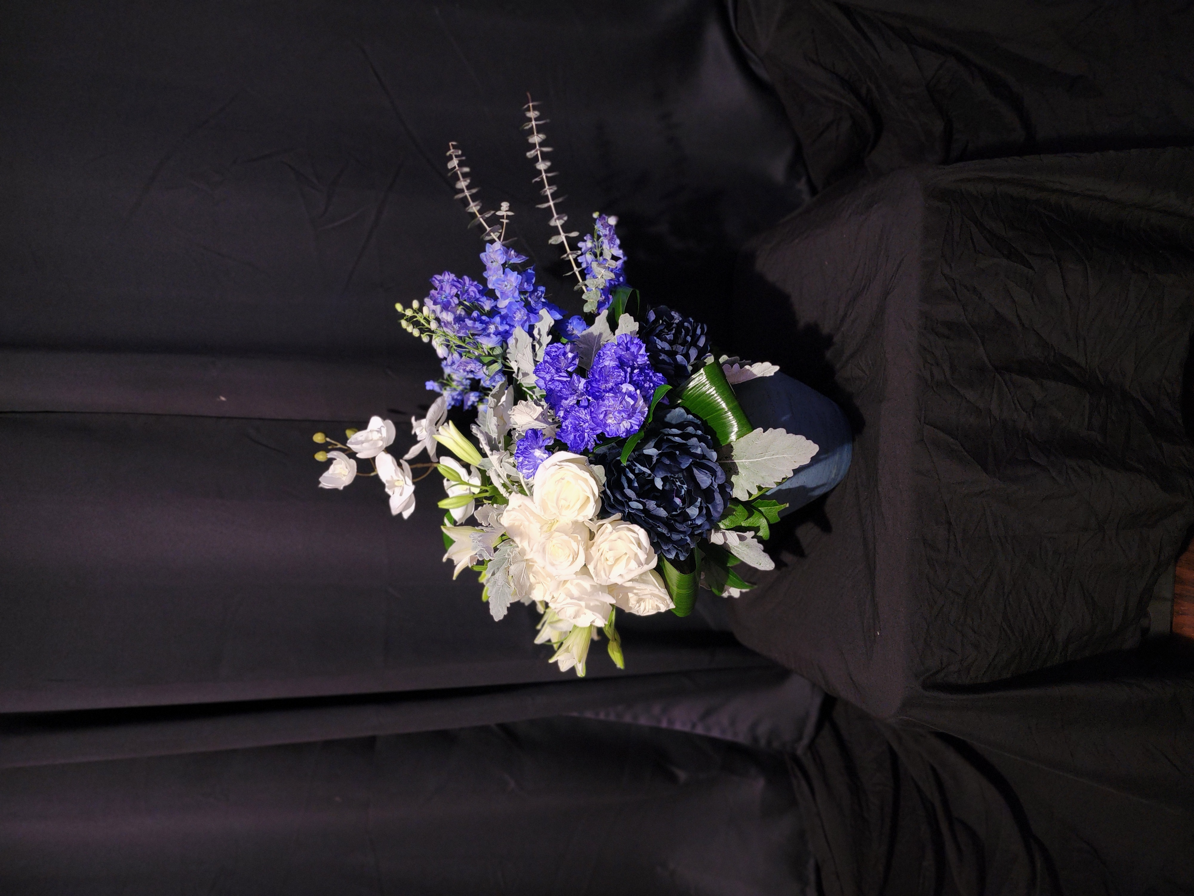 Blue & White Corsage