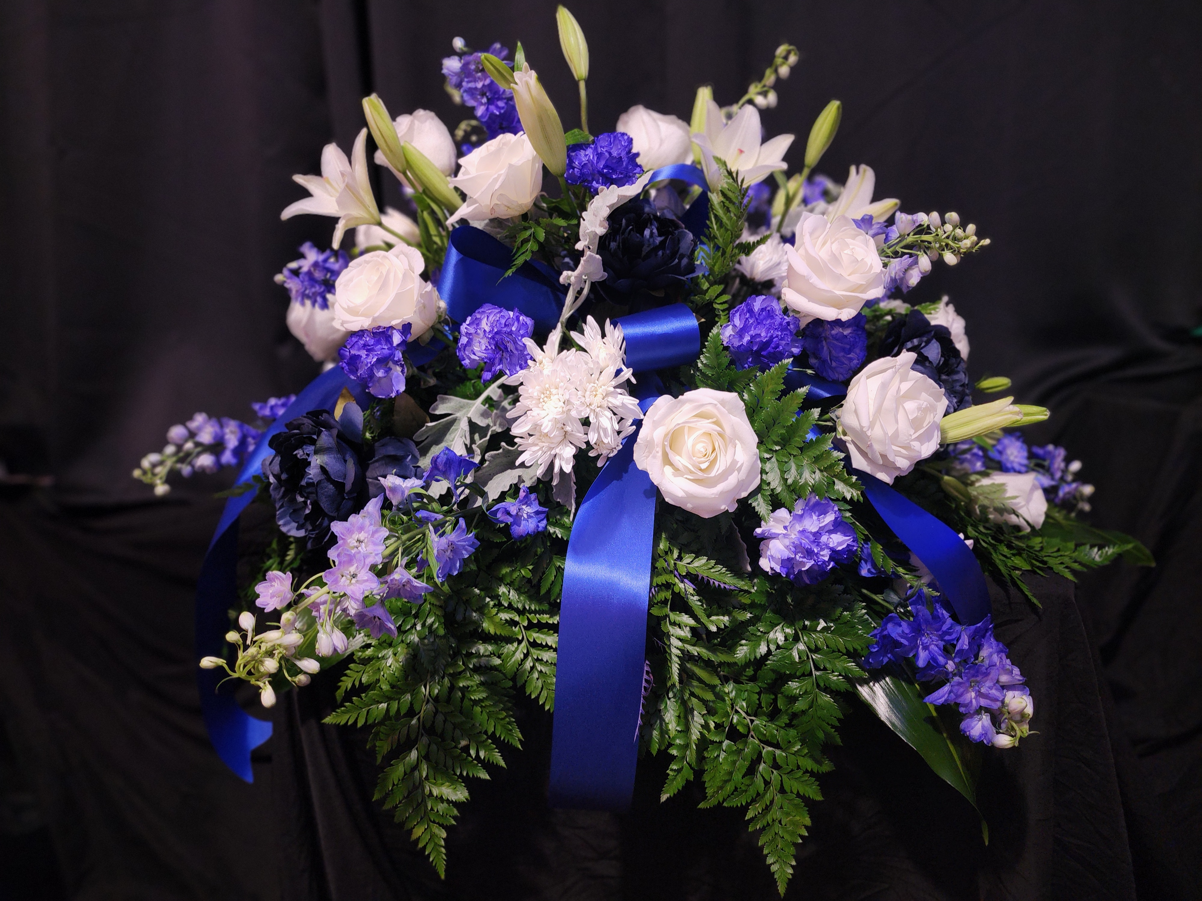 Blue & White Casket Spray