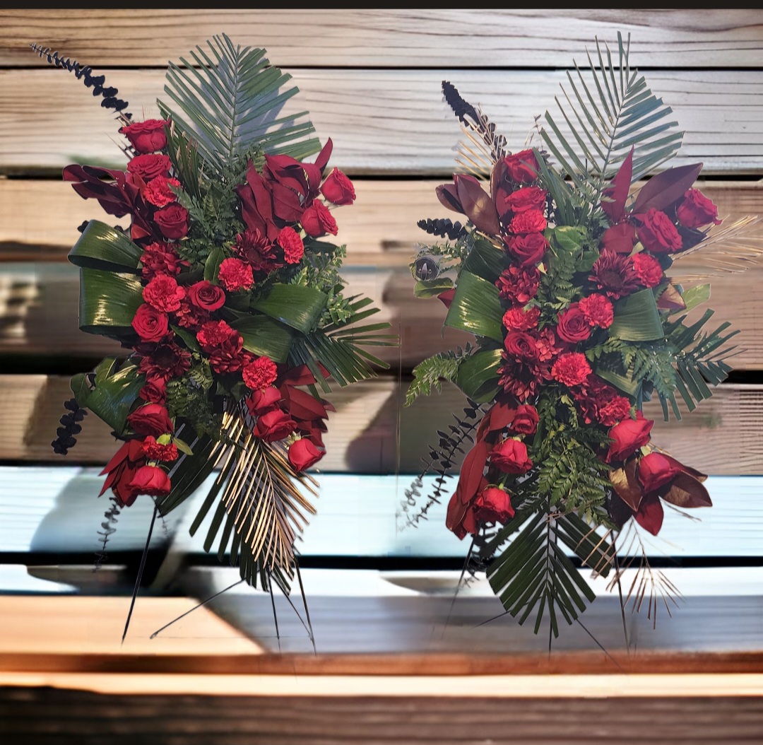 Deep Red Twin Standing Sprays