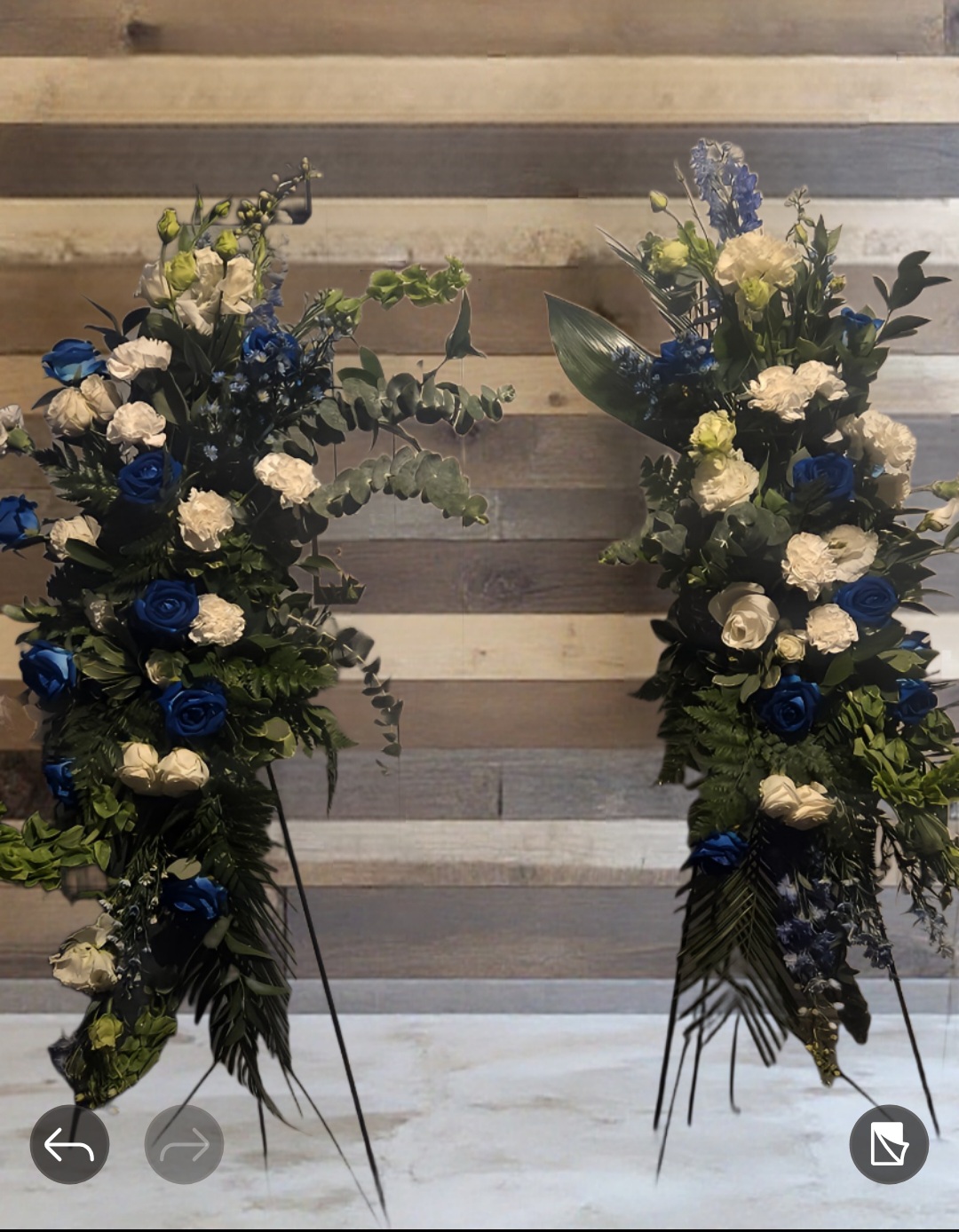 Blue & White Twin Tall Standing Sprays